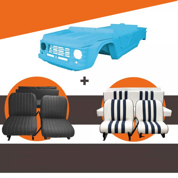 Mehari Karosseriesatz blau Eski neues Modell inkl. Sitzen nach Farbwahl