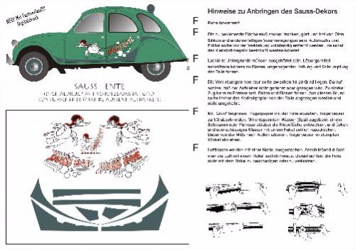 Sauss-Enten-Dekor komplett inkl. 1 Aufkleber für Heckklappe