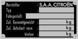 Typenschild Citroen Blanko 9,0x4,5cm