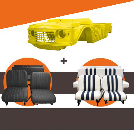 Mehari Karosseriesatz gelb Atacama altes Modell inkl. Sitzen nach Farbwahl