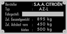 Typenschild Citroen AZ-L 9,0x4,5cm