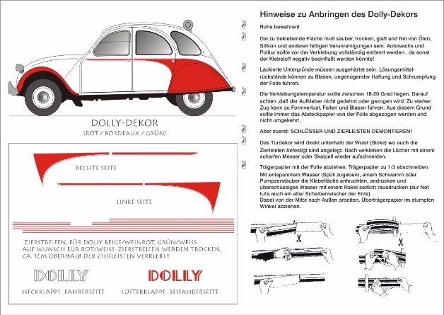 Dolly-Dekor Rot/Weiß komplett