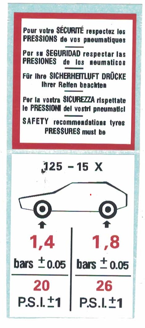 Bereifungsaufkleber 125 - 15 X 2CV